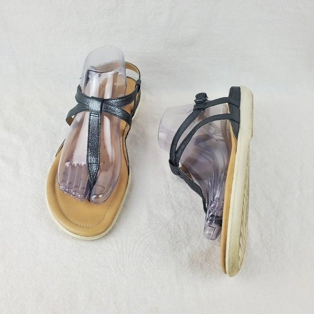 Ecco grey metallic thong sandals size 42